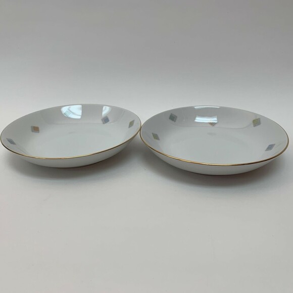 Seltmann Weiden Bavaria Western Germany Coup Bowls Lot of 2 Gray Grids Squares - Picture 2 of 8